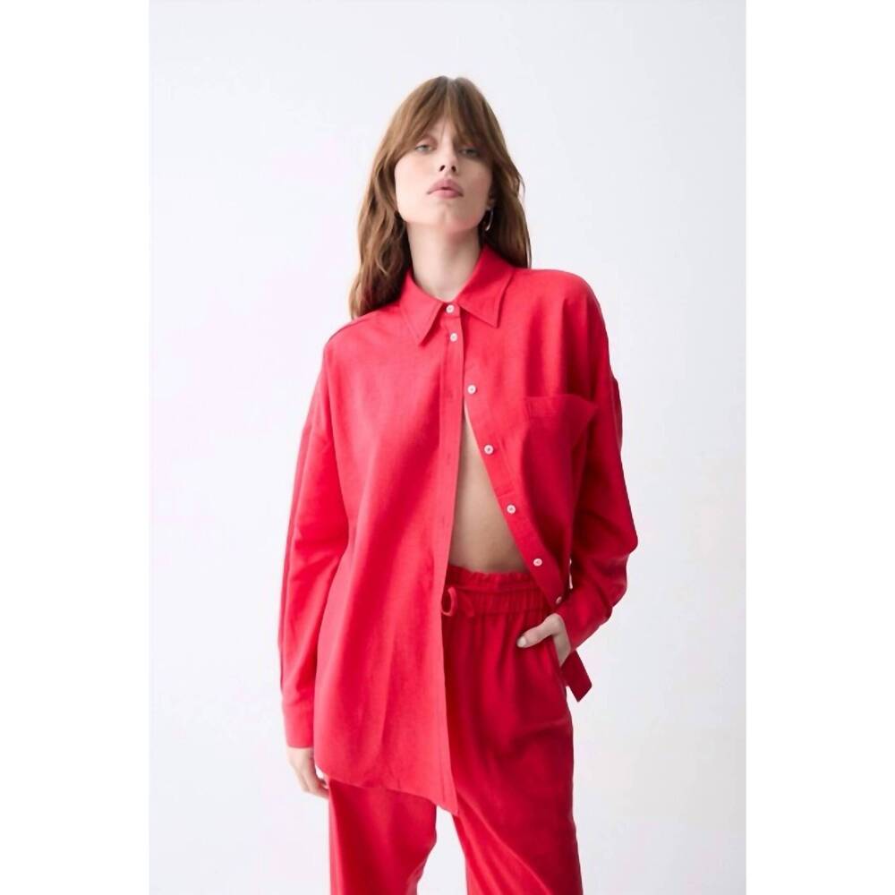 NEW DÈLUC roxa button down shirt in red